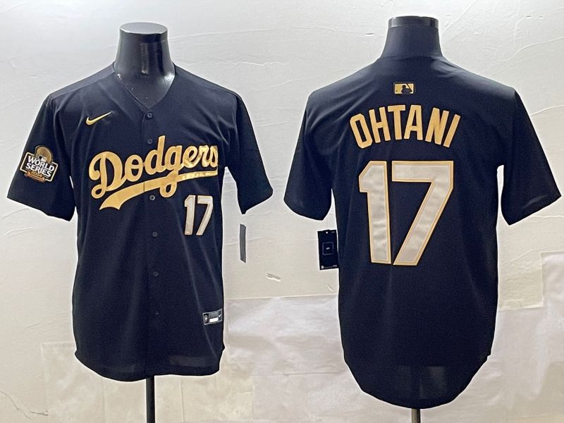 Men Los Angeles Dodgers 17 Ohtani Black Gold Nike 2025 MLB Jersey style 4245